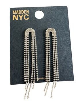 Madden NYC Gold Crystal Chain-Trim Drop Earrings